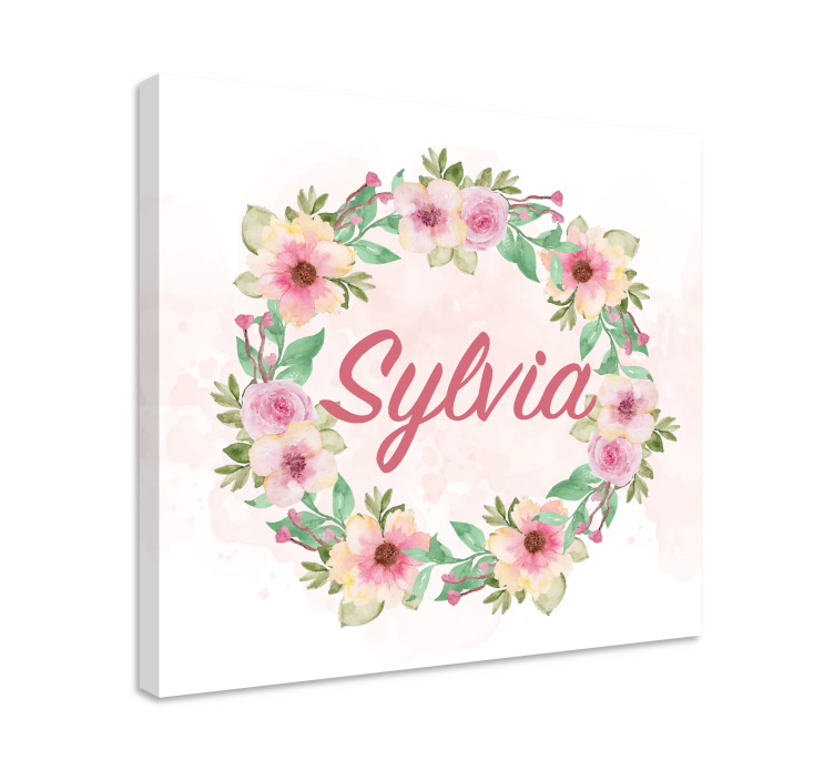 Watercolour Spring Flowers Custom Name Canvas Print - TenStickers