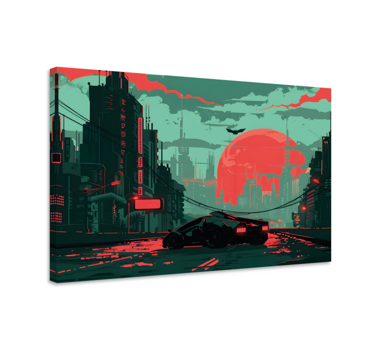 Cyber city video game canvas art - TenStickers