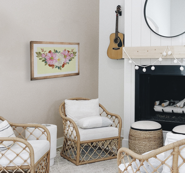 Watercolor flowers vintage canvas print - TenStickers