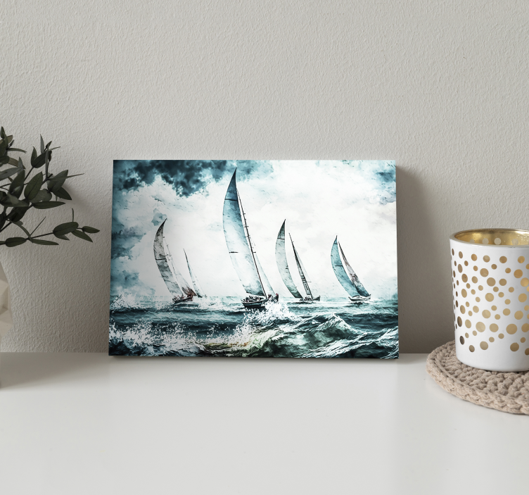 Sailboats at sea dining room canvas painting - TenStickers