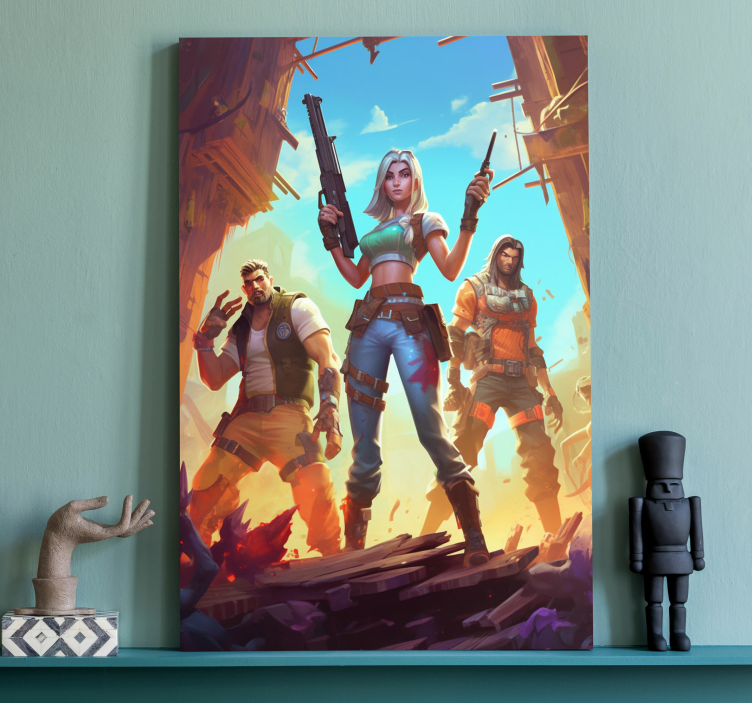 warriors in abandoned place game canvas art - TenStickers