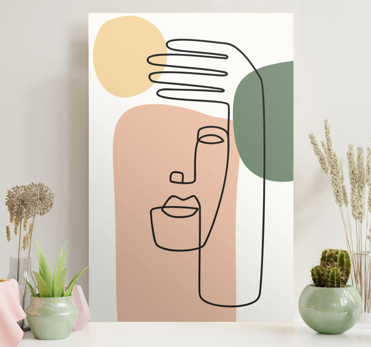 Abstract wall art abstract line face - TenStickers