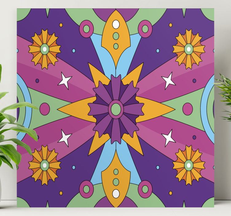 Abstract wall art colorful geometric design - TenStickers