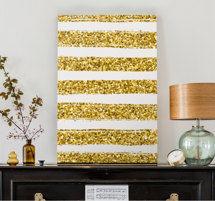 Abstract wall art golden glitter stripes - TenStickers