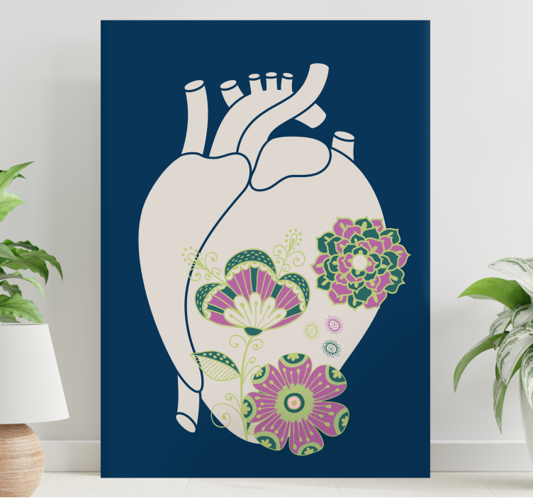 Abstract wall art heart floral design - TenStickers