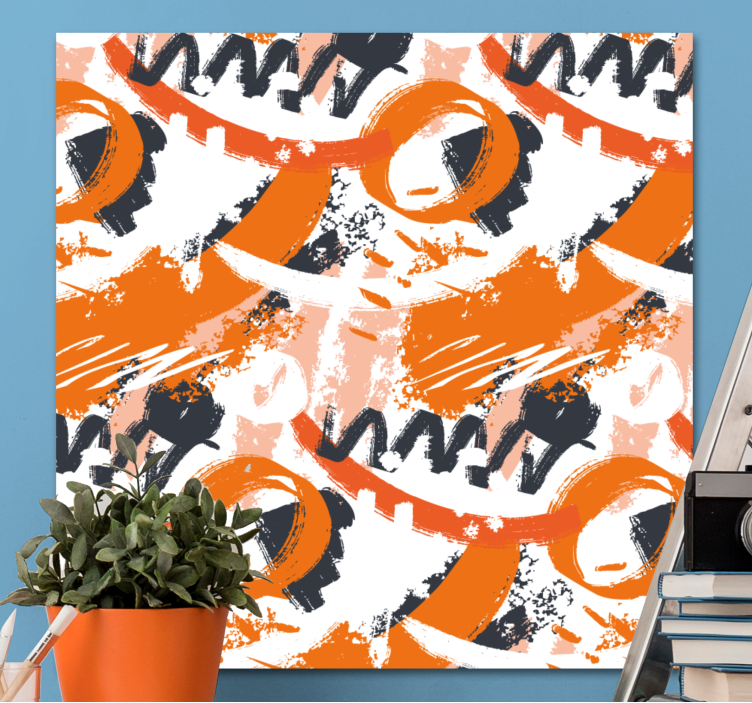 Abstract wall art in vibrant orange forms - TenStickers