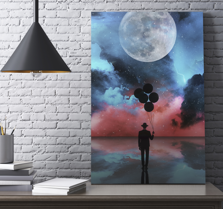 Abstract wall art mysterious silhouette balloons - TenStickers