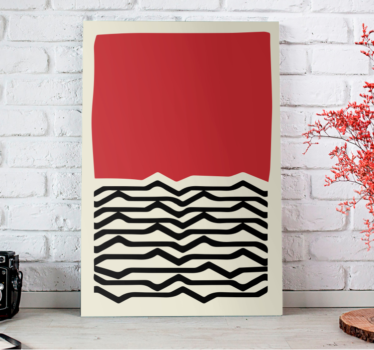 Abstract wall art red wavy lines - TenStickers