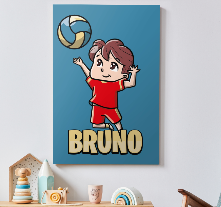 Active Boy with Volleyball teen canvas print - TenStickers