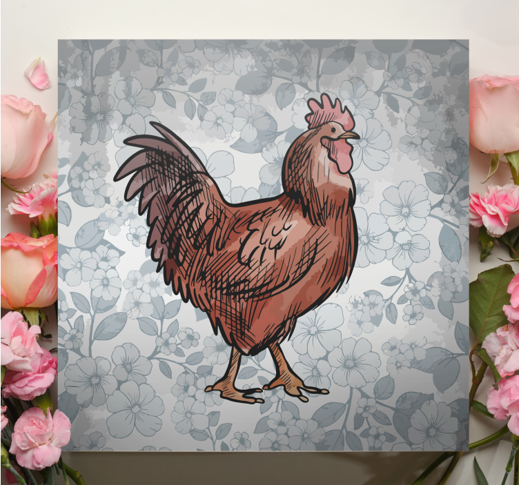 Animal canvas wall art charming chicken figure - TenStickers