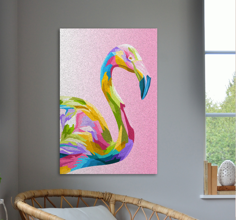 Animal canvas wall art colorful flamingo profile - TenStickers