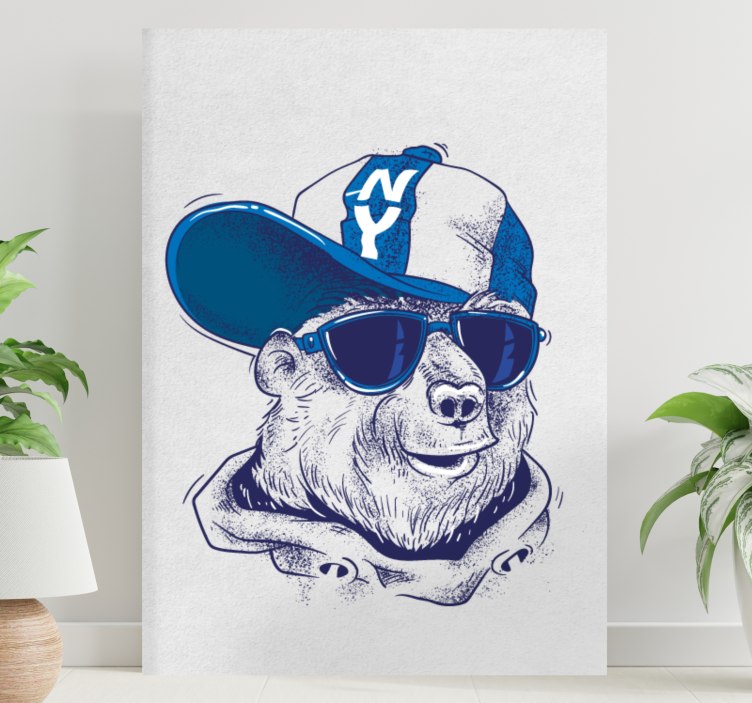 Animal canvas wall art cool bear style - TenStickers