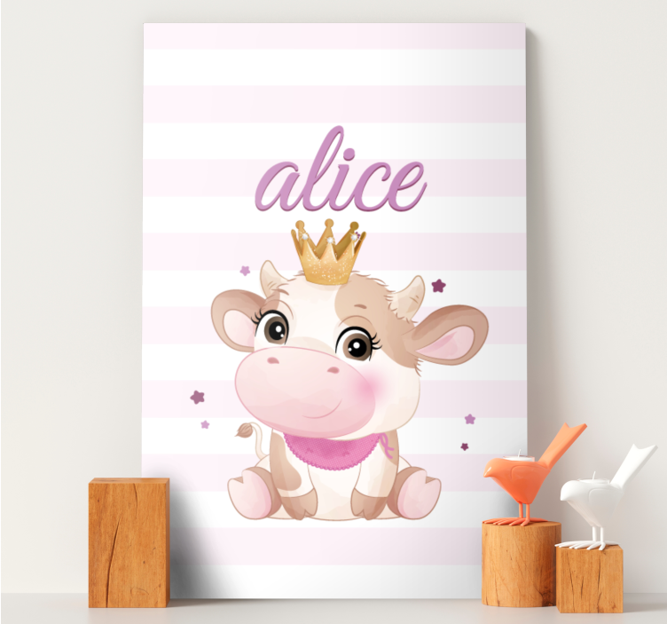 Animal canvas wall art cute cow princess - TenStickers