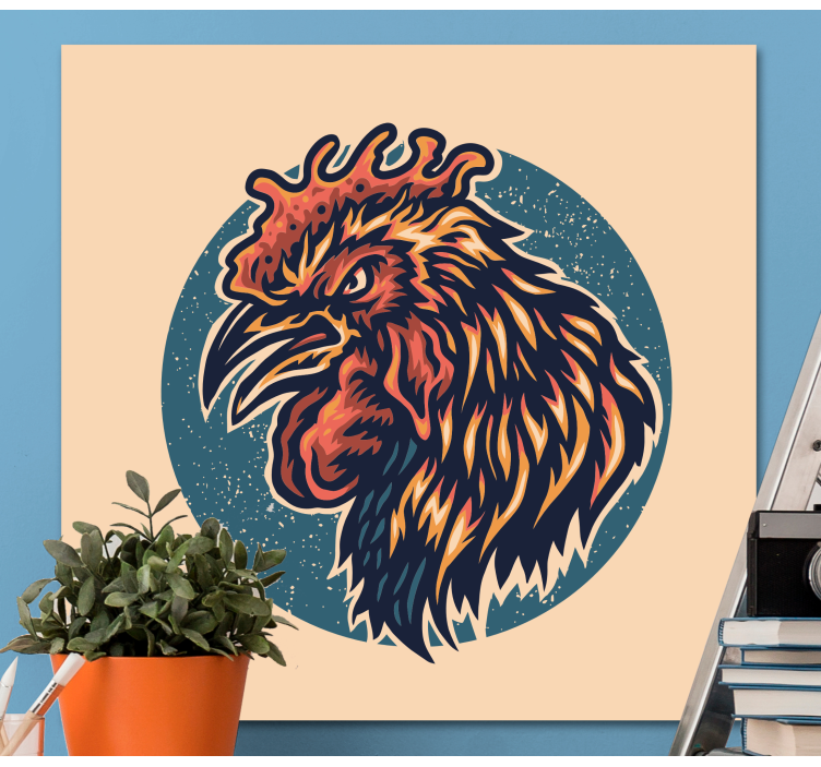Animal canvas wall art rooster head portrait - TenStickers