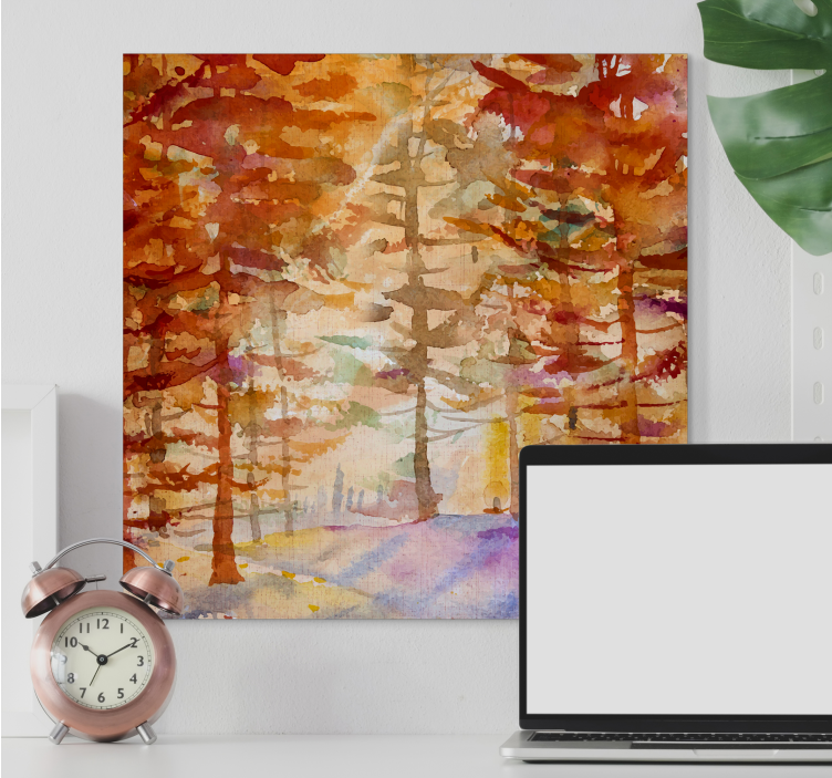 Autumn forest path flowers canvas - TenStickers