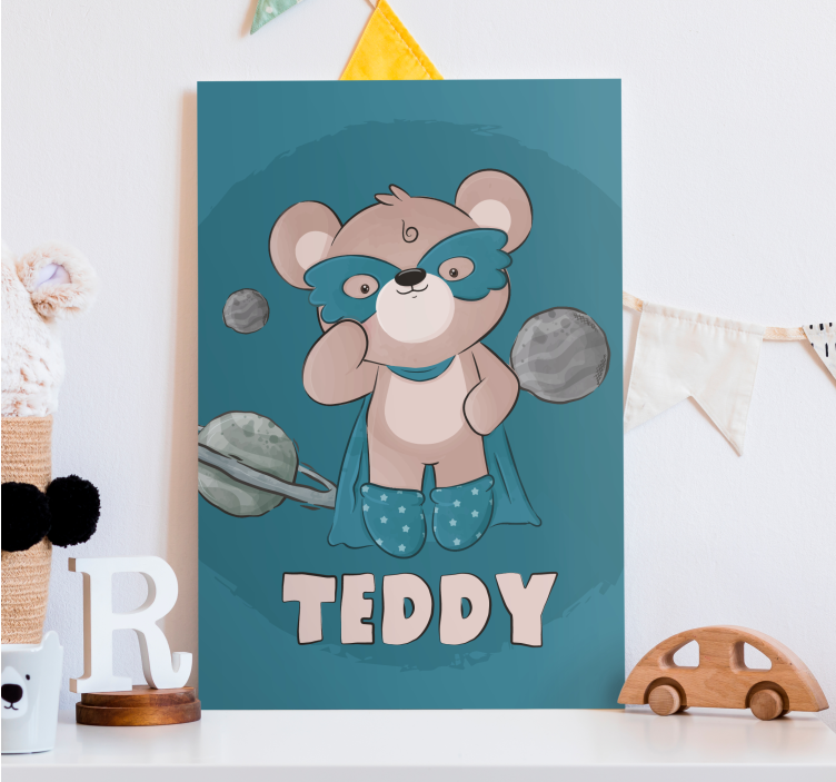 Bear hero personalized canvas - TenStickers