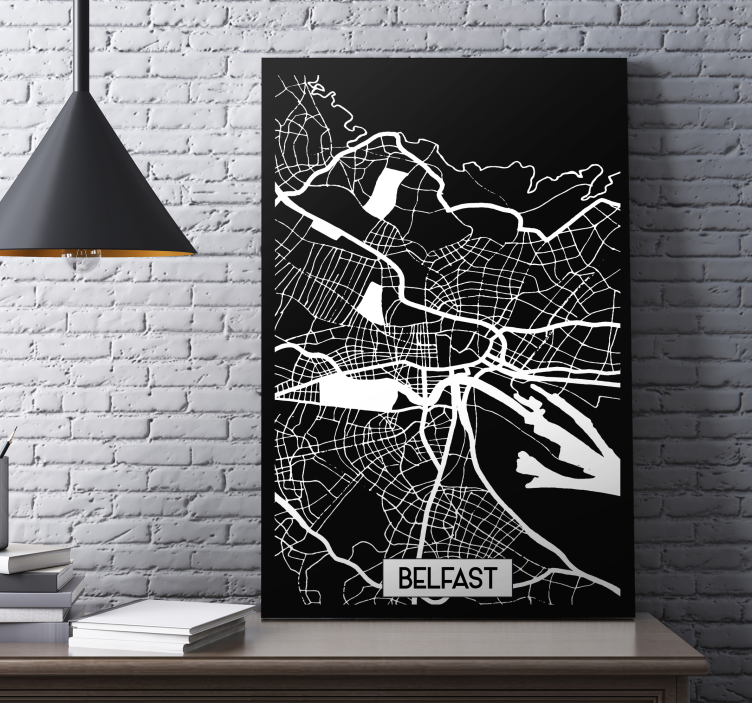 Belfast Topographic Map city canvas prints - TenStickers