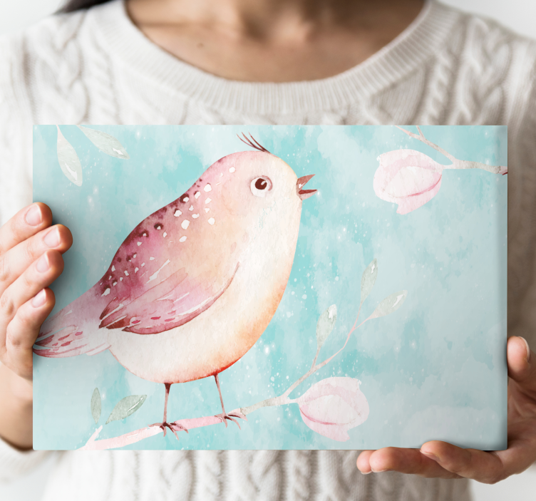 Bird canvas wall art singing bird - TenStickers