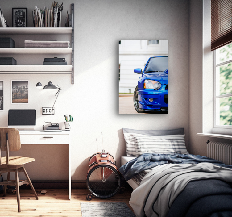 Blue car wall canvas print - TenStickers