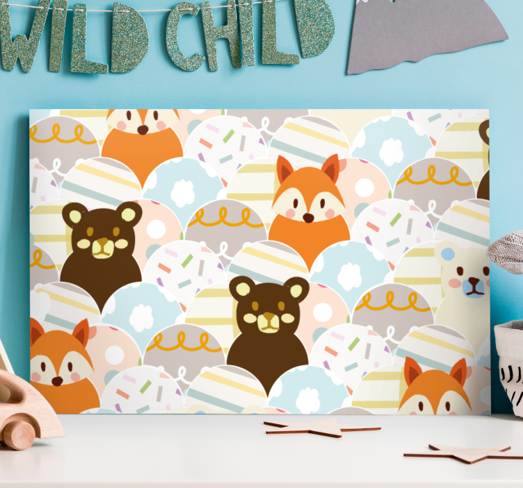 Canvas character adorable animal faces - TenStickers