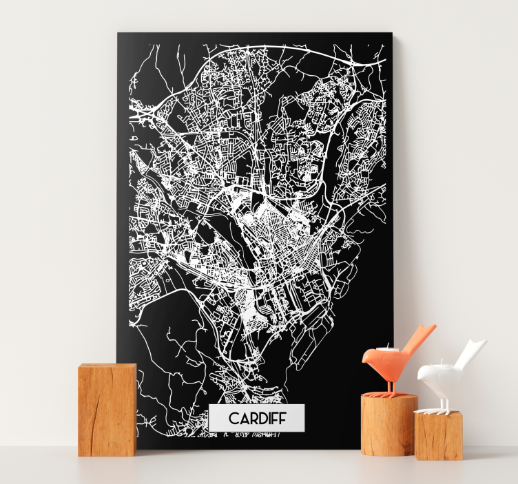 Cardiff Topographic Map city canvas prints - TenStickers
