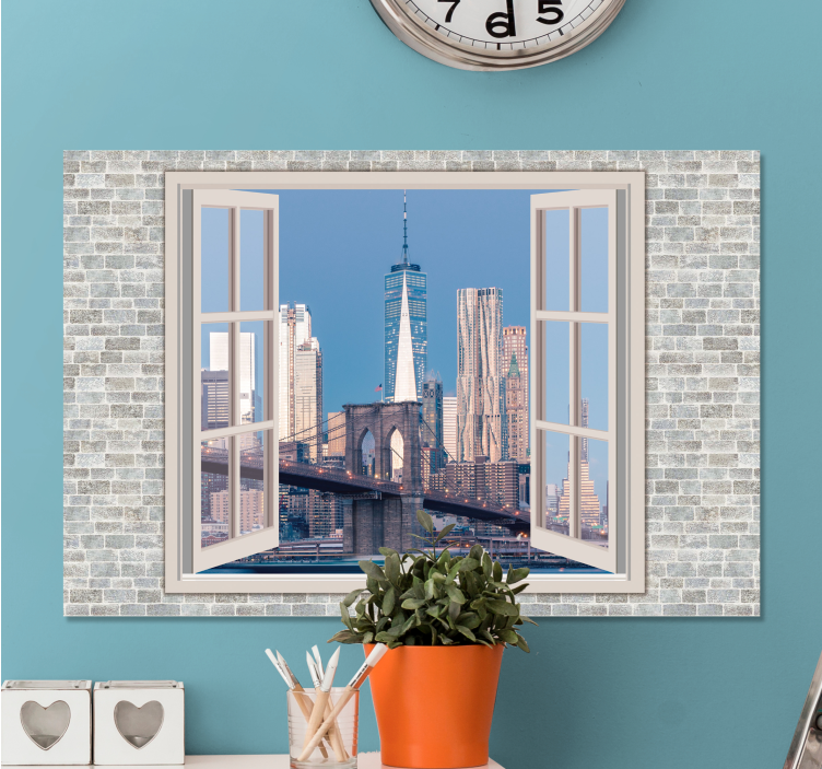 Cityscape wall art bridge perspective - TenStickers