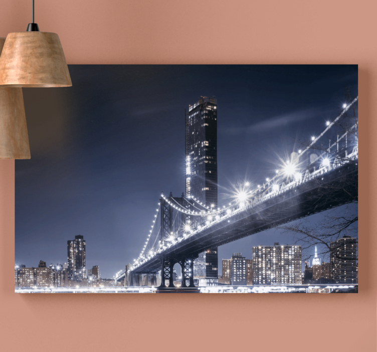 Cityscape wall art brooklyn bridge illuminations - TenStickers