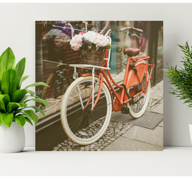 Cityscape wall art charming bicycle scene - TenStickers