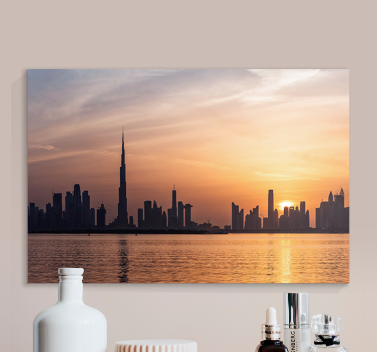 Cityscape wall art dubai skyline at sunset - TenStickers