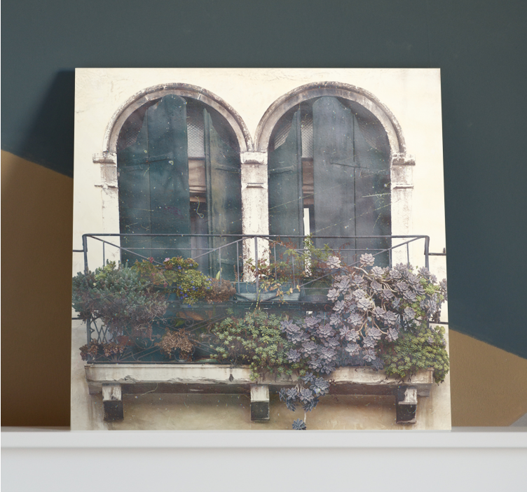 Cityscape wall art with charming arched windows - TenStickers