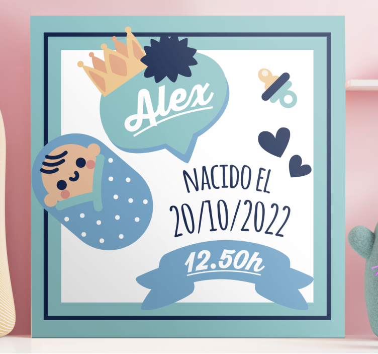 Cocktail canvas baby announcement artwork - TenStickers