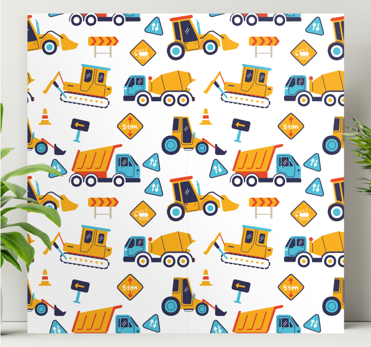 Construction Vehicle Fun nursery canvas - TenStickers