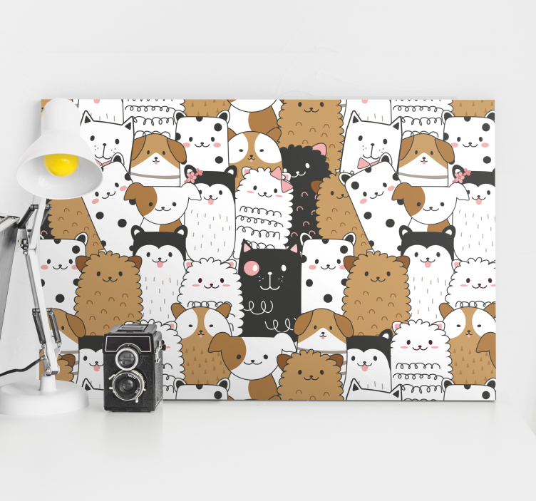 Cute animal faces animal canvas wall art - TenStickers