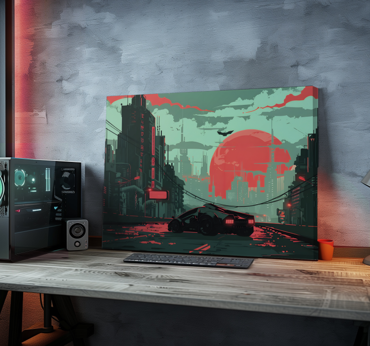 Cyber city video game canvas art - TenStickers