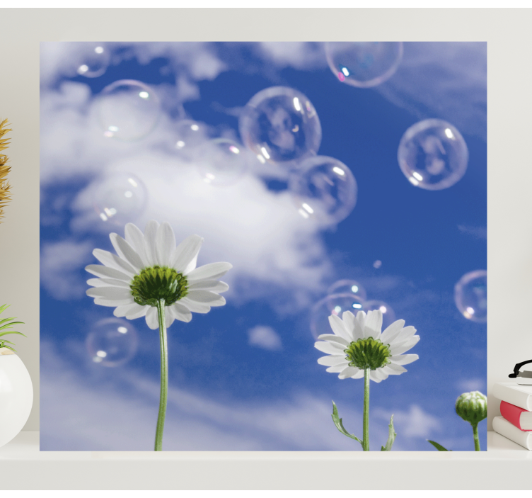 Daisies and bubbles flowers canvas - TenStickers