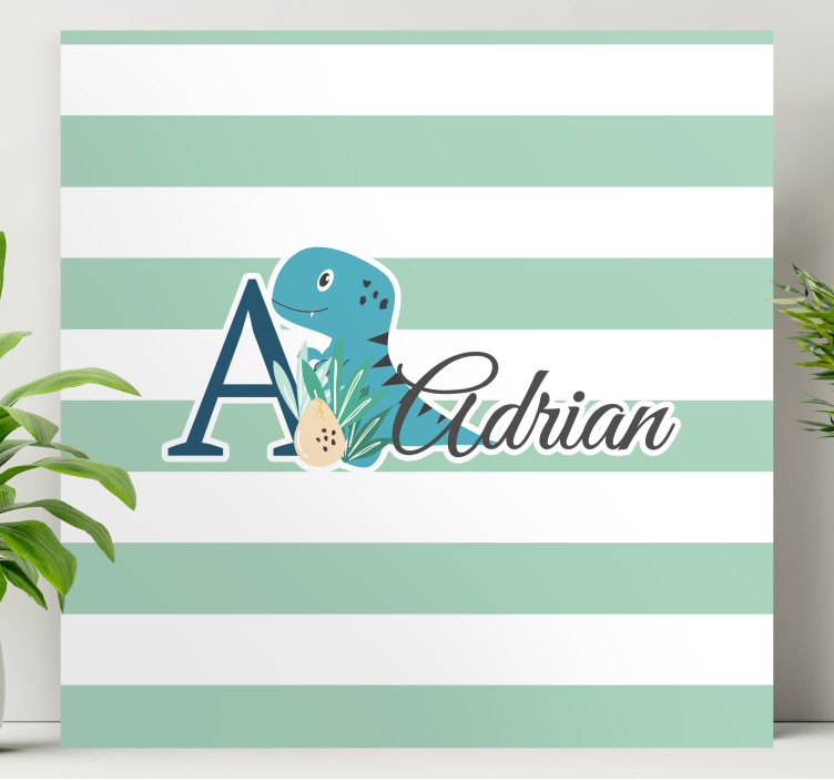 Dinosaur canvas wall art adrian's playful dino - TenStickers