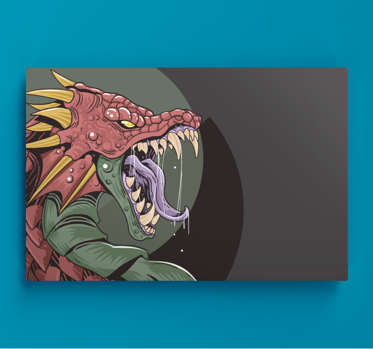 Dinosaur canvas wall art ferocious dragon creature - TenStickers