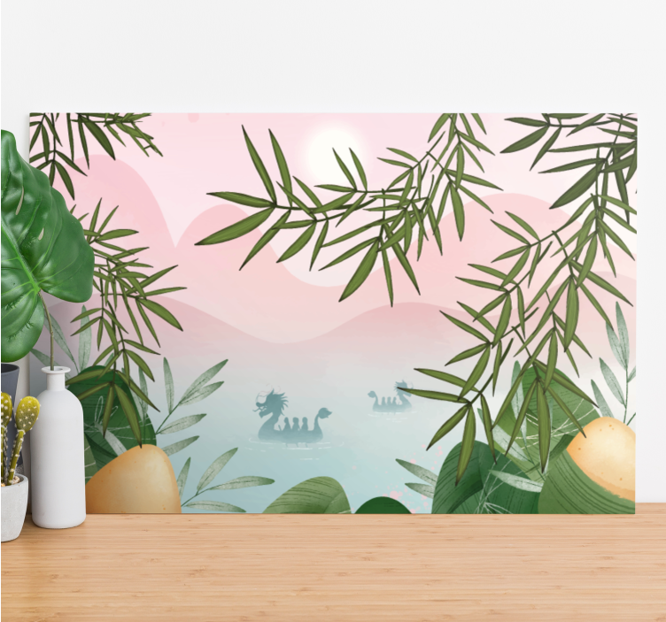 Dinosaur canvas wall art majestic lake beast - TenStickers