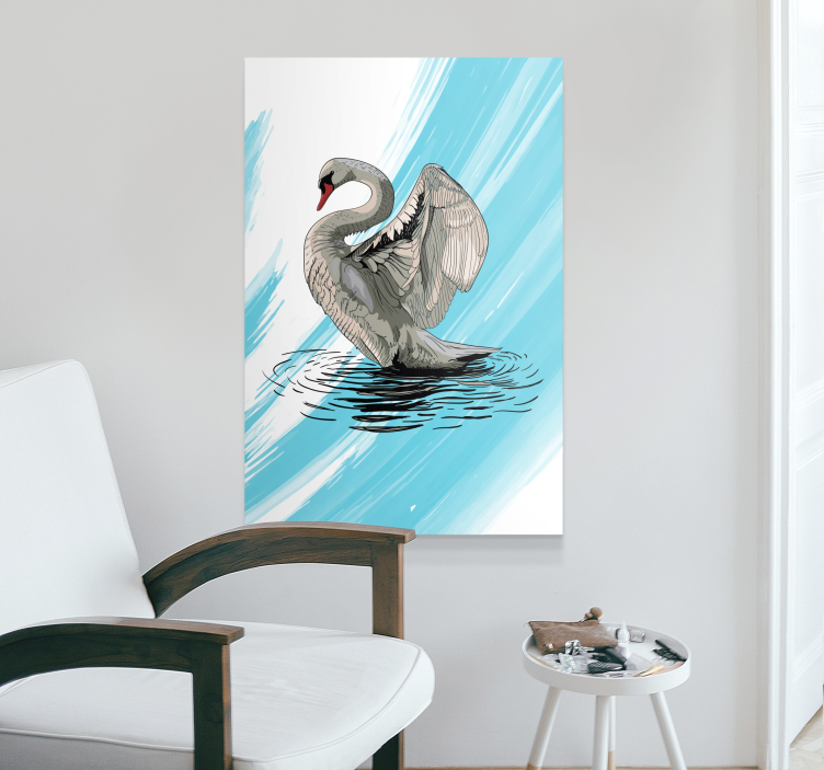 Draw swan living room wall art - TenStickers
