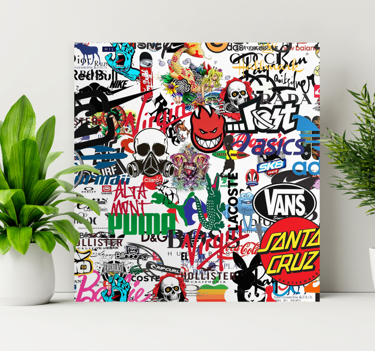 Eclectic Brand Collage Canvas - TenStickers