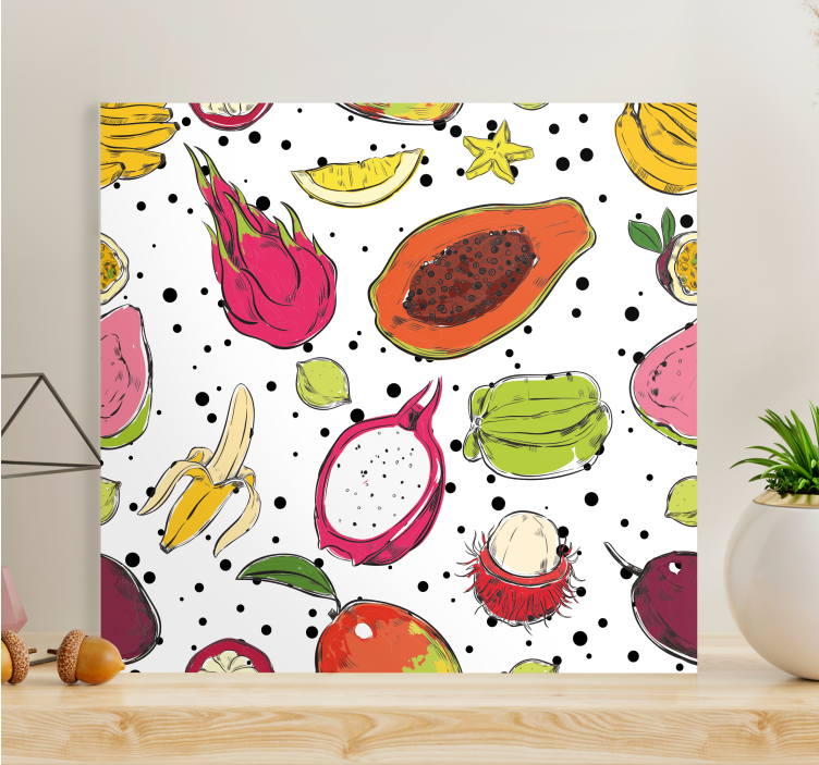 Exotic fruit pattern fruit canvas wall art - TenStickers