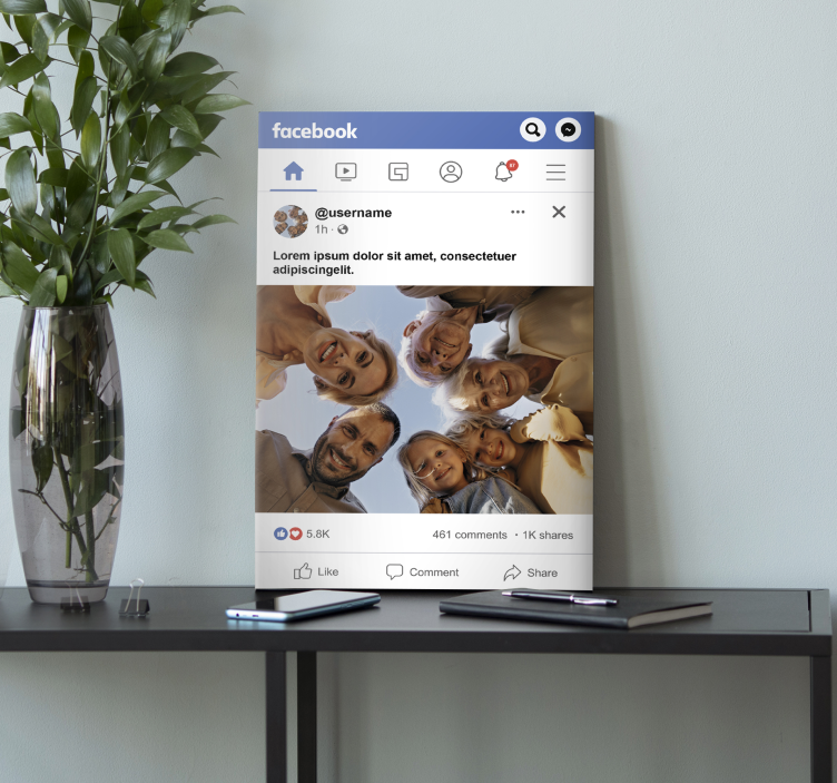 Facebook Screen Design Customised Canvas Print - TenStickers
