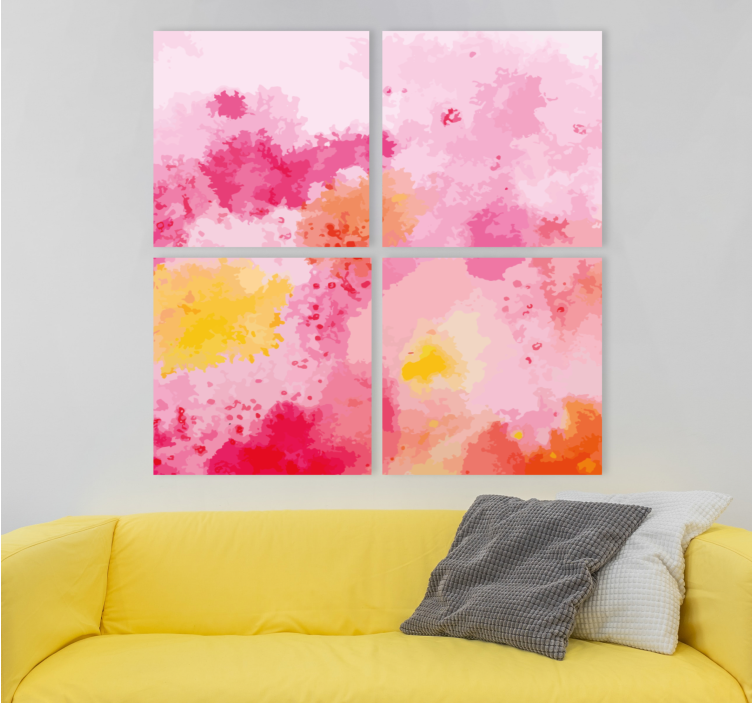 Flower canvas pink floral abstract art - TenStickers