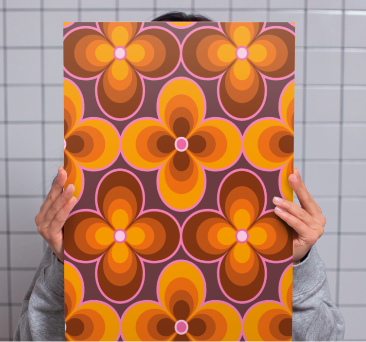 Flower retro groovy pattern retro canvas - TenStickers