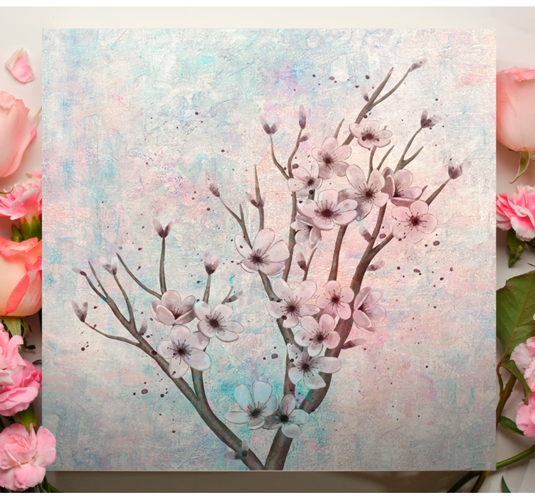 Flowers canvas cherry blossom branch - TenStickers