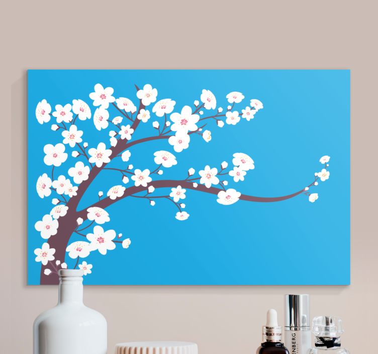 Flowers canvas cherry blossom tree artwork - TenStickers