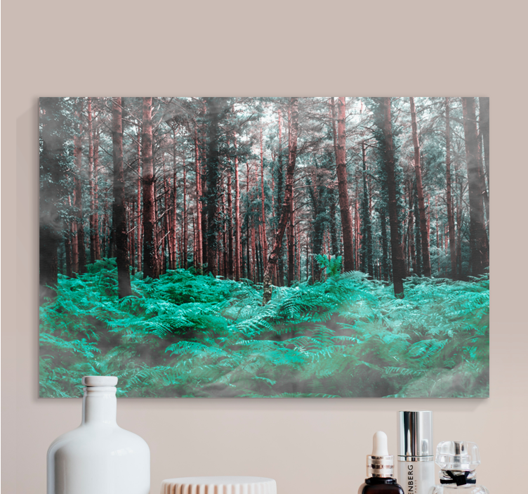Flowers canvas lush green ferns print - TenStickers