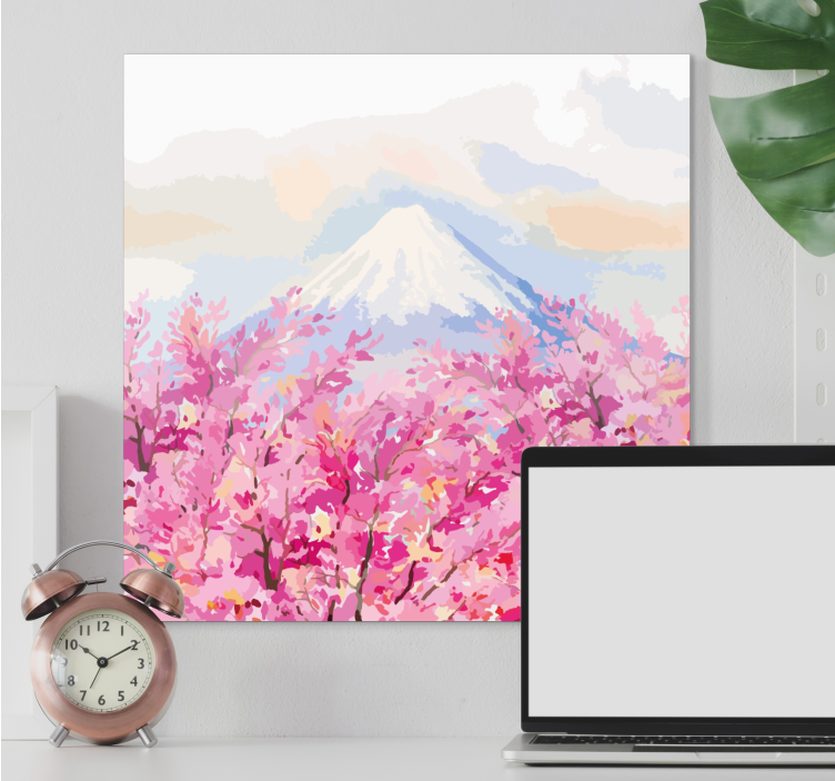 Flowers canvas mount fuji cherry blossom - TenStickers