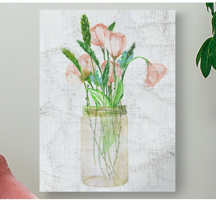 Flowers canvas pink flower jar - TenStickers