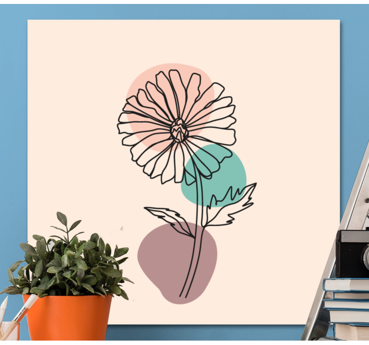 Flowers canvas single flower outline art - TenStickers